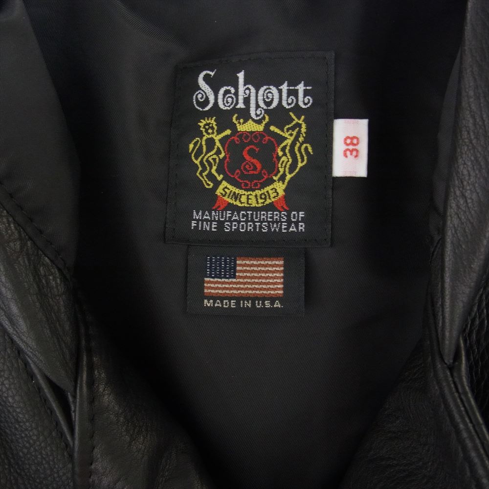 schott ショット 503HDT 訳有 HOODED ONESTAR 牛革 カウハイド フード ワンスター レザー ライダース ジャケット ブラック系 38【中古】