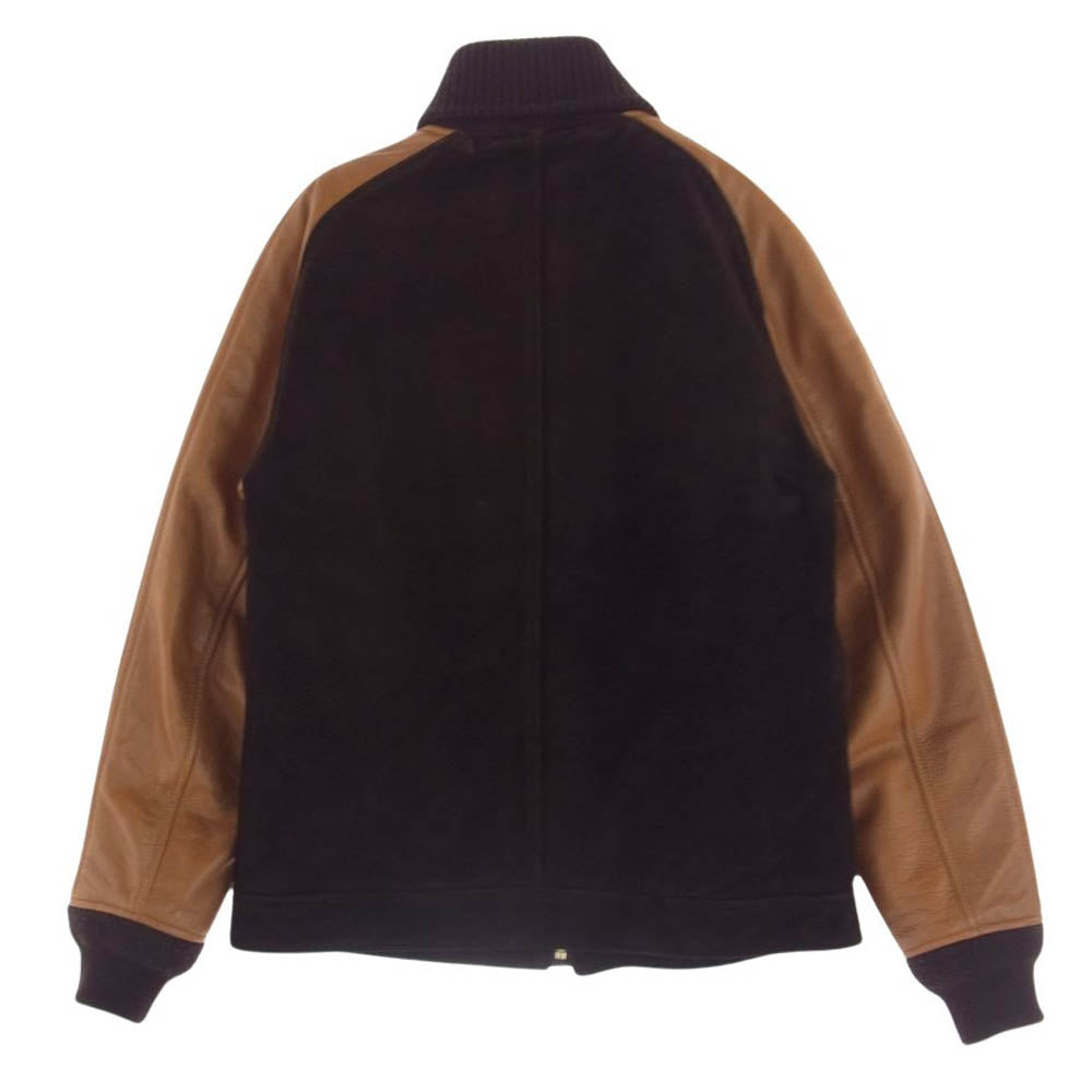 ワイツーレザー TB-136 STEER SUEDE × STEER OIL RIB JKT ステアスエード ステア オイル リブ ファラオ スタジャン ジャケット ブラウン系 40【美品】【中古】