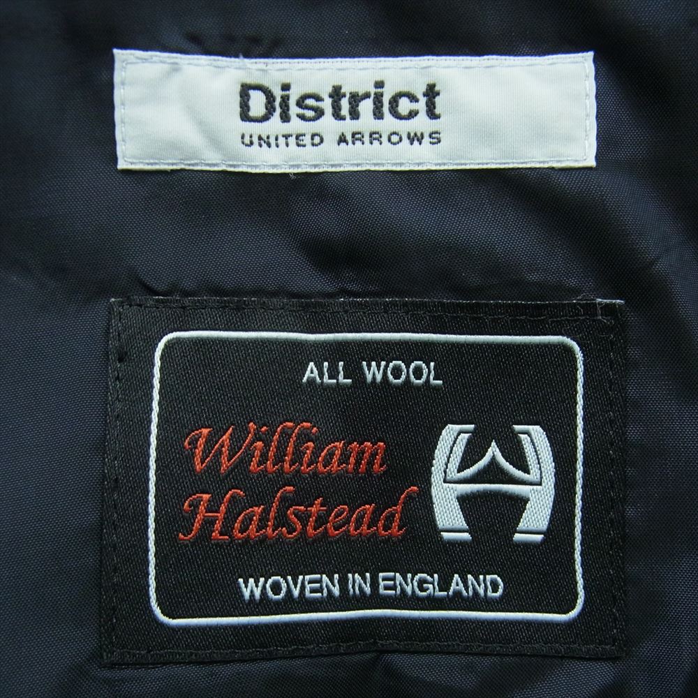 ディストリクト 1122-259-5964 District 英国WILLIAM HALSTEAD社製ウール生地使用 金ボタン 紺ブレザー 段返り3B テーラード ジャケット ダークネイビー系 48【中古】