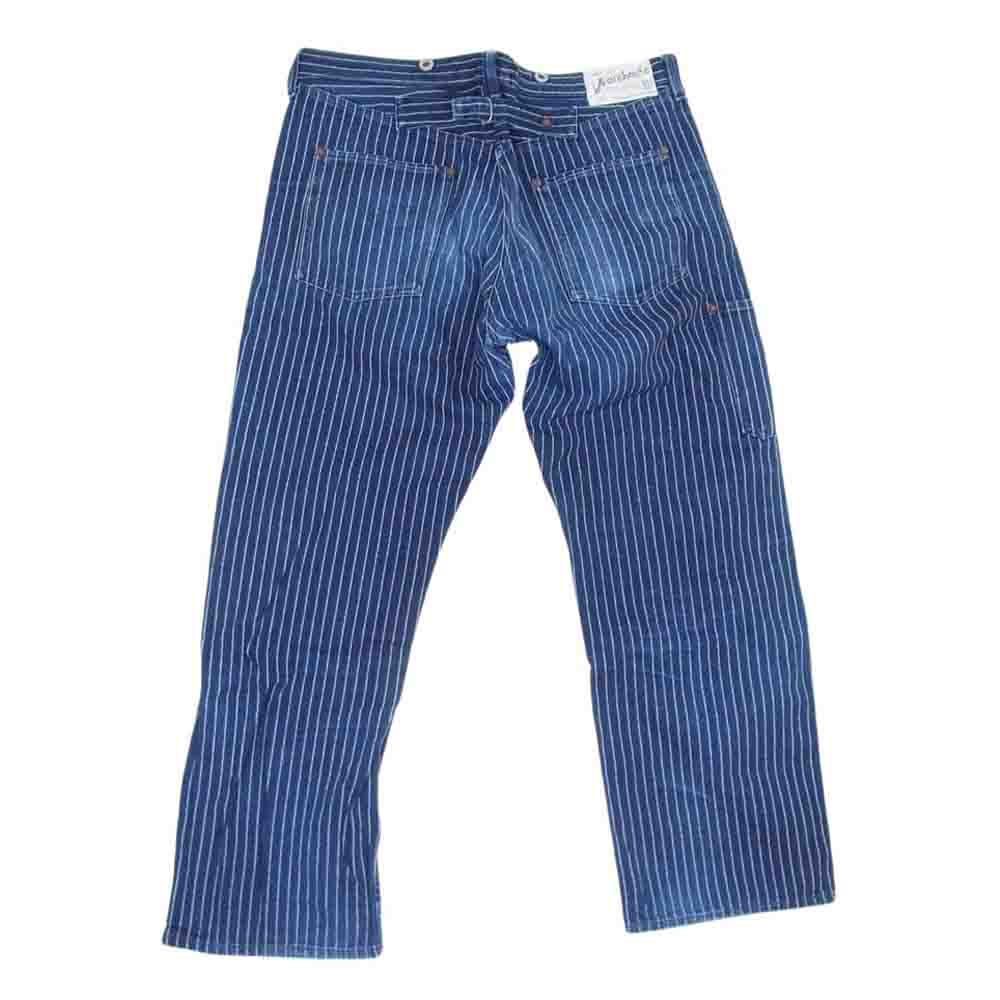 WAREHOUSE ウエアハウス OVERALL オーバーオール インディゴ ウォバッシュ ストライプ ペインター パンツ ネイビー系 34【中古】