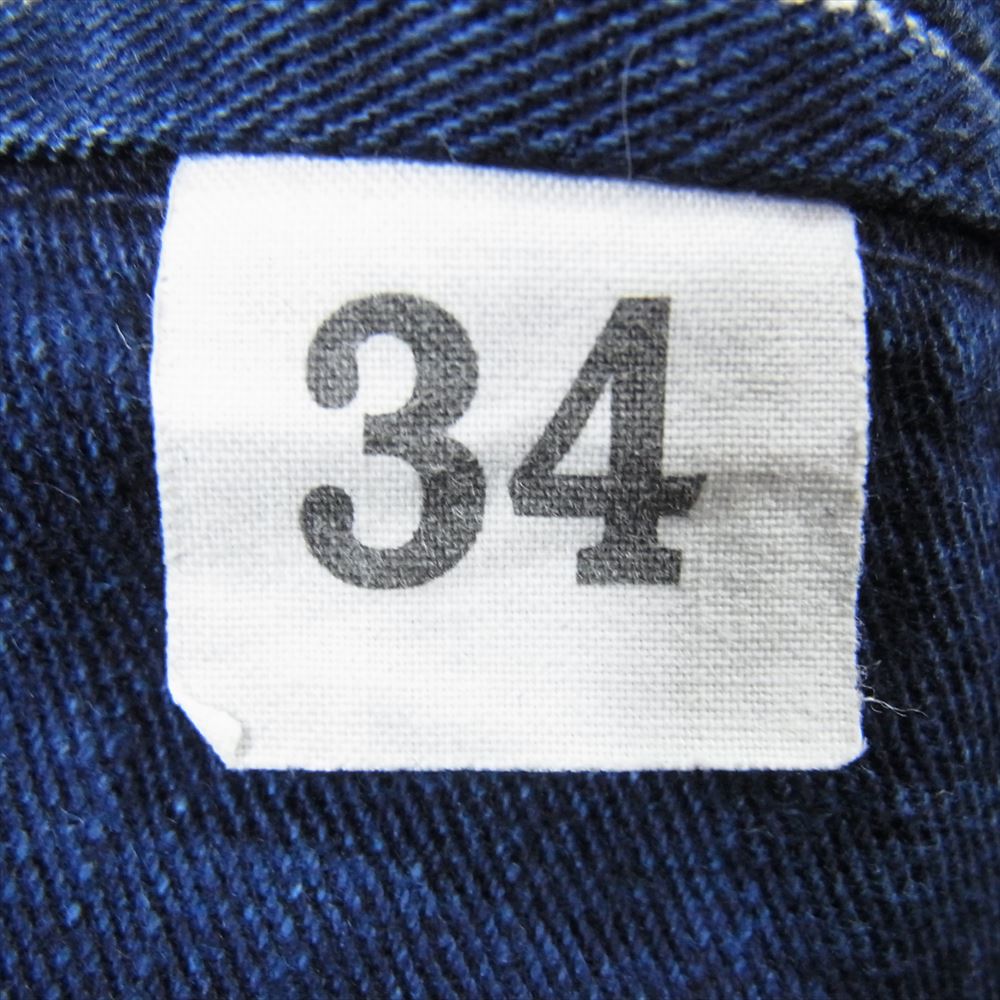 WAREHOUSE ウエアハウス OVERALL オーバーオール インディゴ ウォバッシュ ストライプ ペインター パンツ ネイビー系 34【中古】