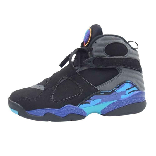 NIKE AIR JORDAN ナイキ ジョーダン 305381-025 8 Retro Aqua 2015年製 レトロ アクア ハイカット スニーカー ブラック系 26.5cm【中古】