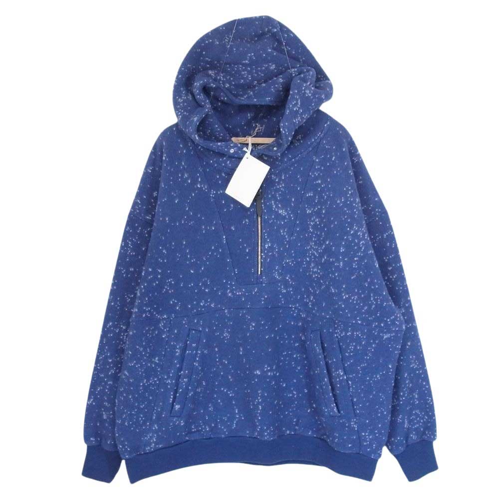ト―ナイ 23AW TOH23FW-11 PULLOVER HOODIE BLUE ハイネック ハーフジップ ネップ柄 プルオーバ― フーディ ブルー ブルー系 2【新古品】【未使用】【中古】