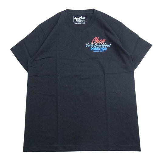 ポークチョップ ガレージサプライ グラデーション ロゴプリント 半袖 Tシャツ チャコール系 M【新古品】【未使用】【中古】