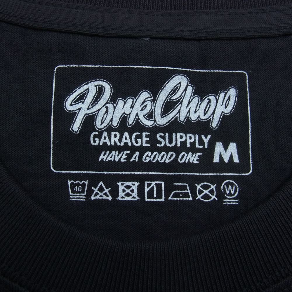 ポークチョップ ガレージサプライ グラデーション ロゴプリント 半袖 Tシャツ チャコール系 M【新古品】【未使用】【中古】