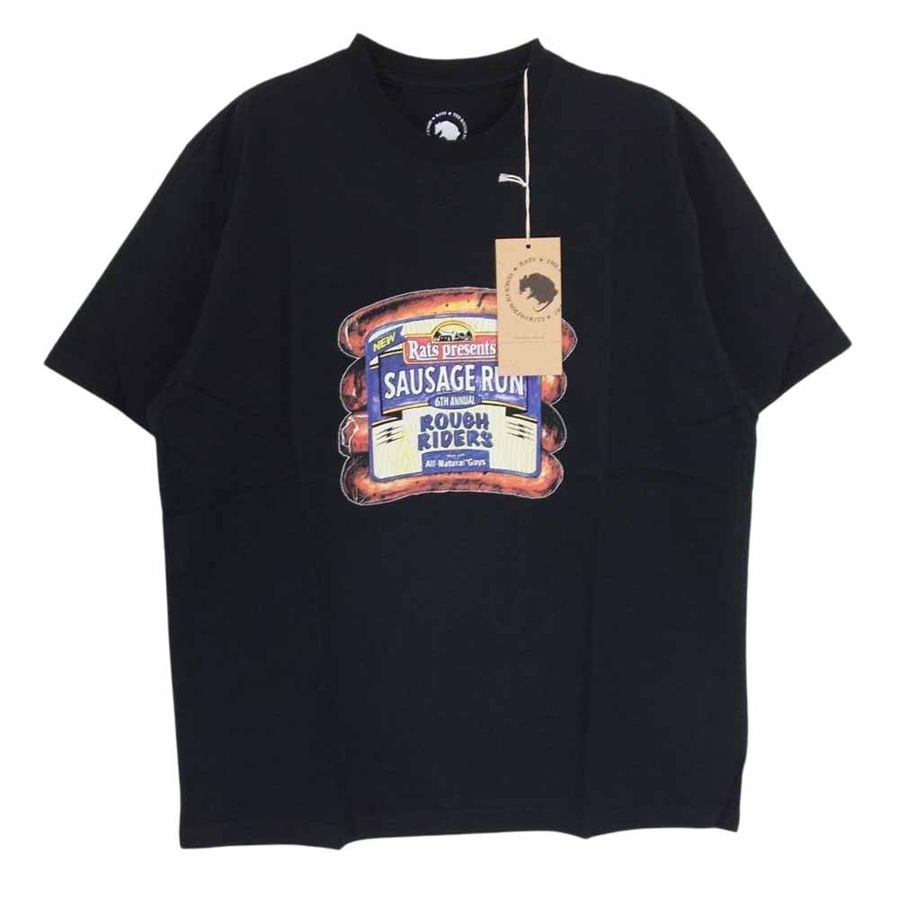 RATS ラッツ 18SS SPT-0801 SAUSAGE RUN 6th FUSTY WORKS T-SHIRT 半袖Tシャツ ブラック系 M【新古品】【未使用】【中古】