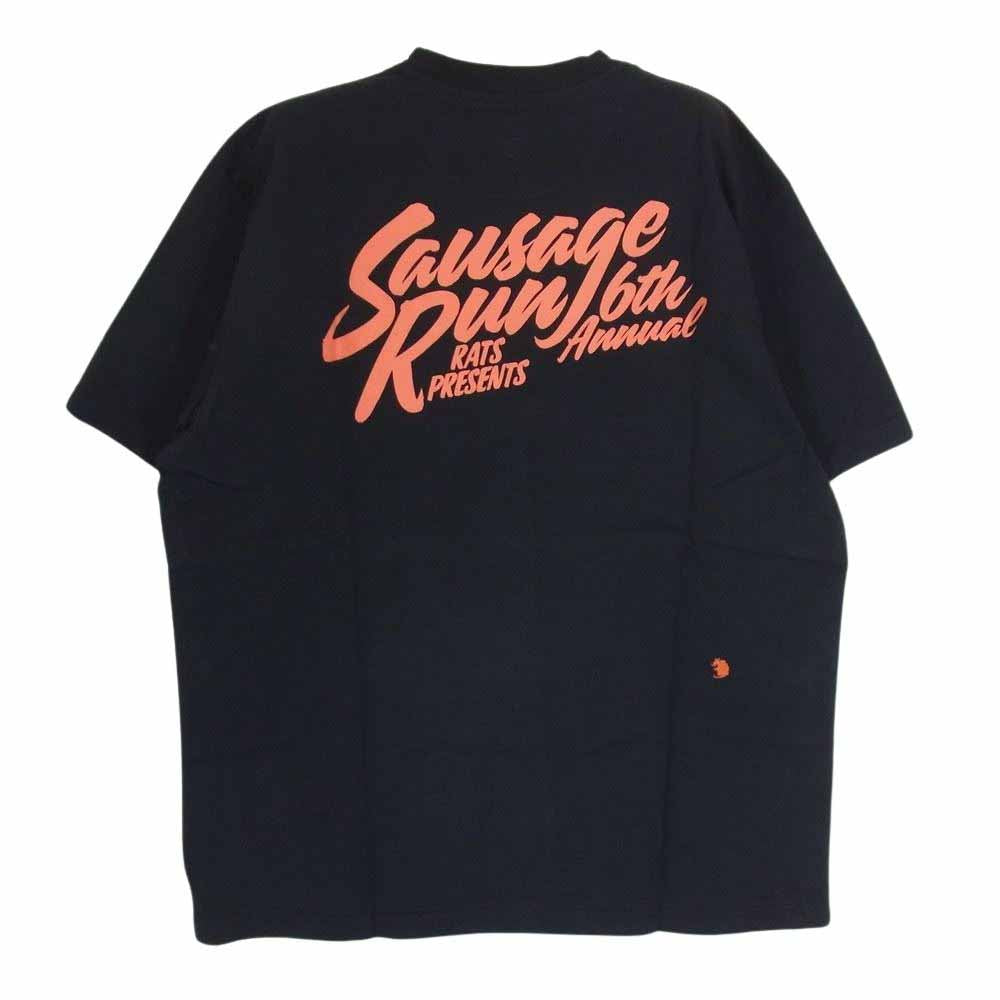 RATS ラッツ 18SS SPT-0801 SAUSAGE RUN 6th FUSTY WORKS T-SHIRT 半袖Tシャツ ブラック系 M【新古品】【未使用】【中古】