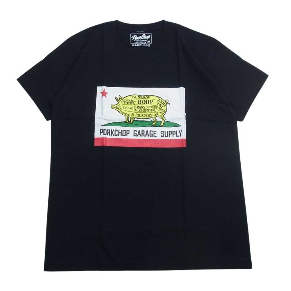 ポークチョップ ガレージサプライ プリント 半袖 Tシャツ ブラック系 M【新古品】【未使用】【中古】