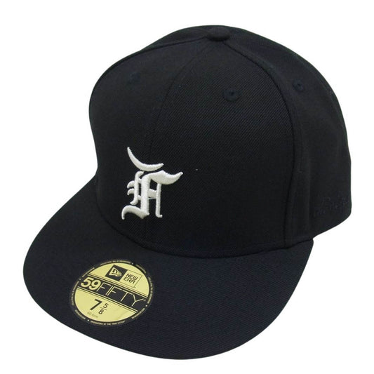 FEAR OF GOD フィアオブゴッド ESSENTIALS エッセンシャルズ × New Era ニューエラ 59FIFTY ベースボール キャップ ロゴ刺繍 帽子 ブラック系 7 5/8【中古】