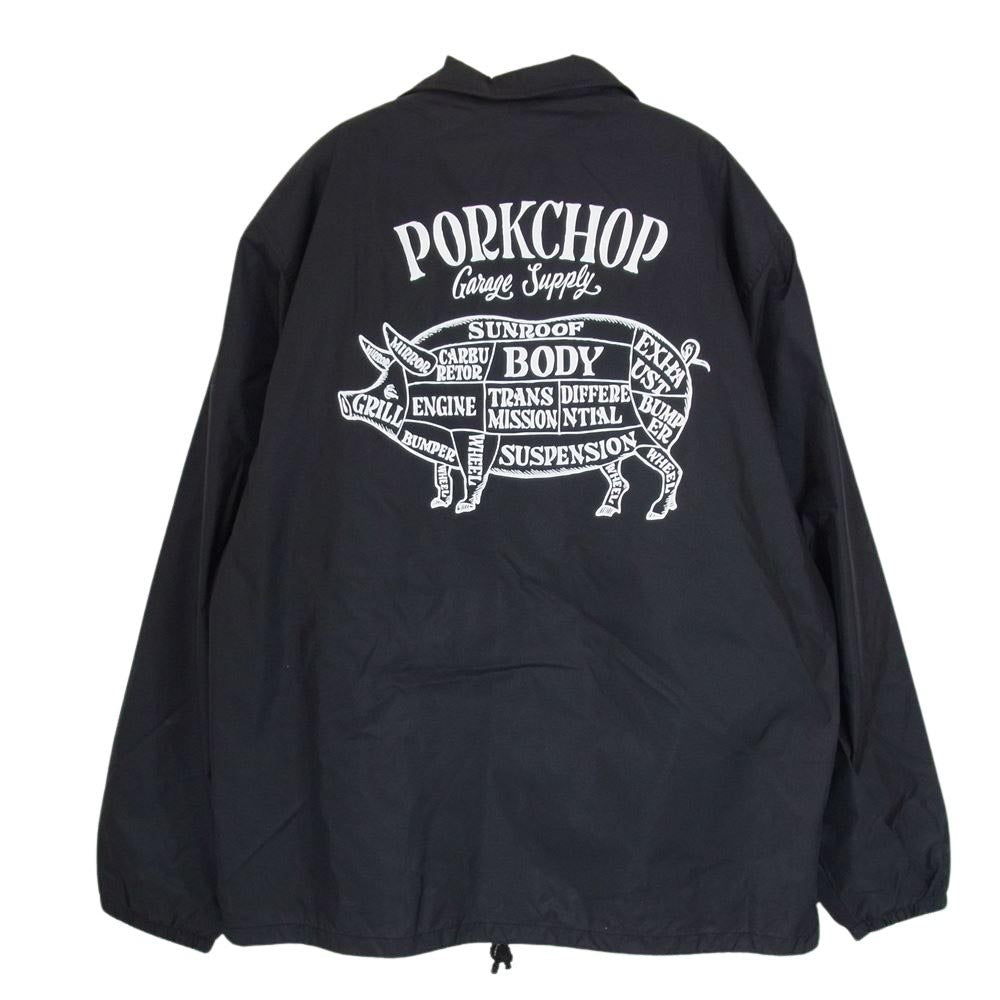 ポークチョップ × United Sports Headline ユナイテッドスポーツヘッドライン バックポーク 裏ボア コーチジャケット ブラック系 M【中古】