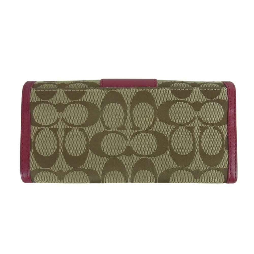 COACH コーチ キャンバス レザー 長財布 ロゴ ウォレット ピンク系