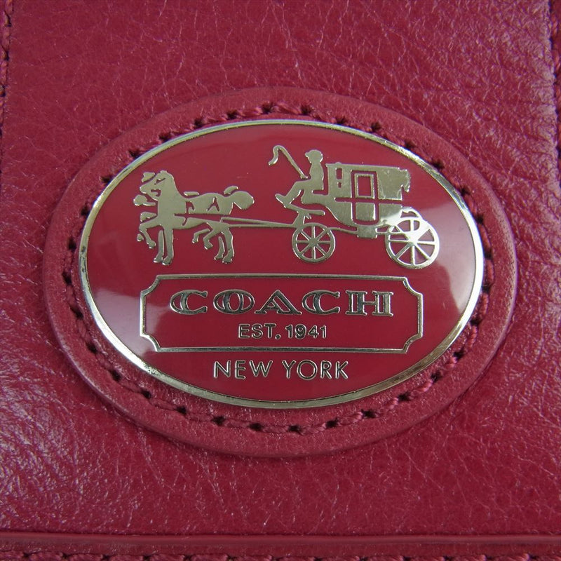 COACH コーチ キャンバス レザー 長財布 ロゴ ウォレット ピンク系 ベージュ系【中古】