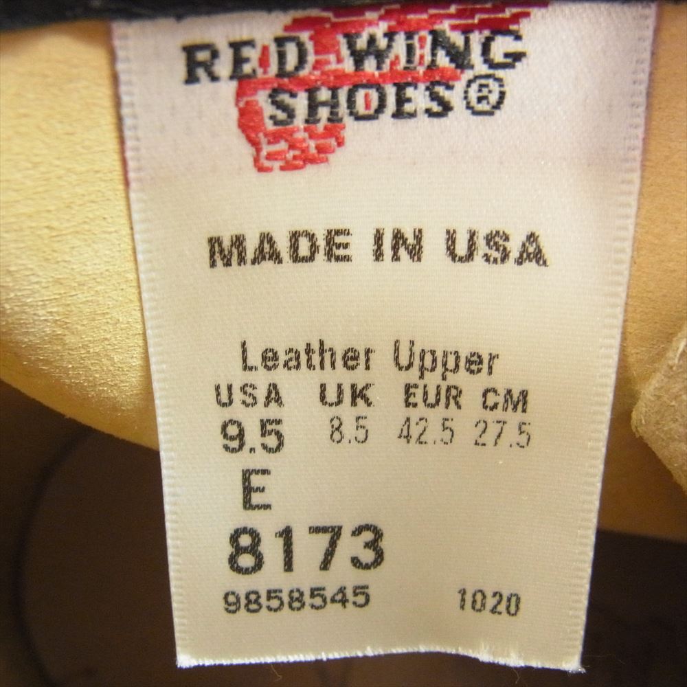 RED WING レッドウィング 8173 IRISH SETTER 6inch MOC TOE 復刻犬タグ アイリッシュセッター 6インチ モックトゥ ブーツ ライトブラウン系 US9.5E【新古品】【未使用】【中古】