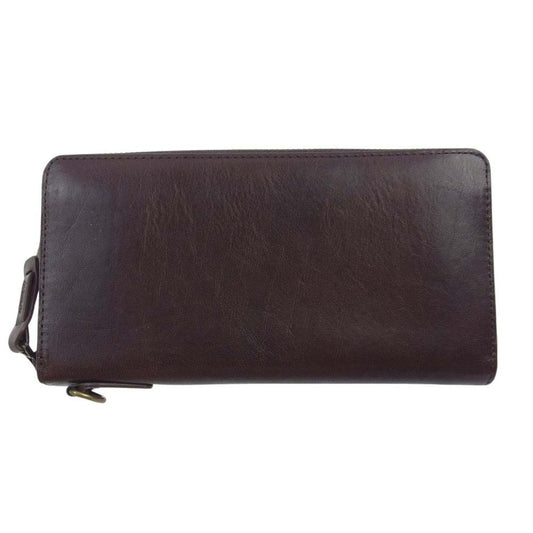 AVIREX アヴィレックス ラウンドジップ レザー ウォレット 長財布 ブラウン系【中古】