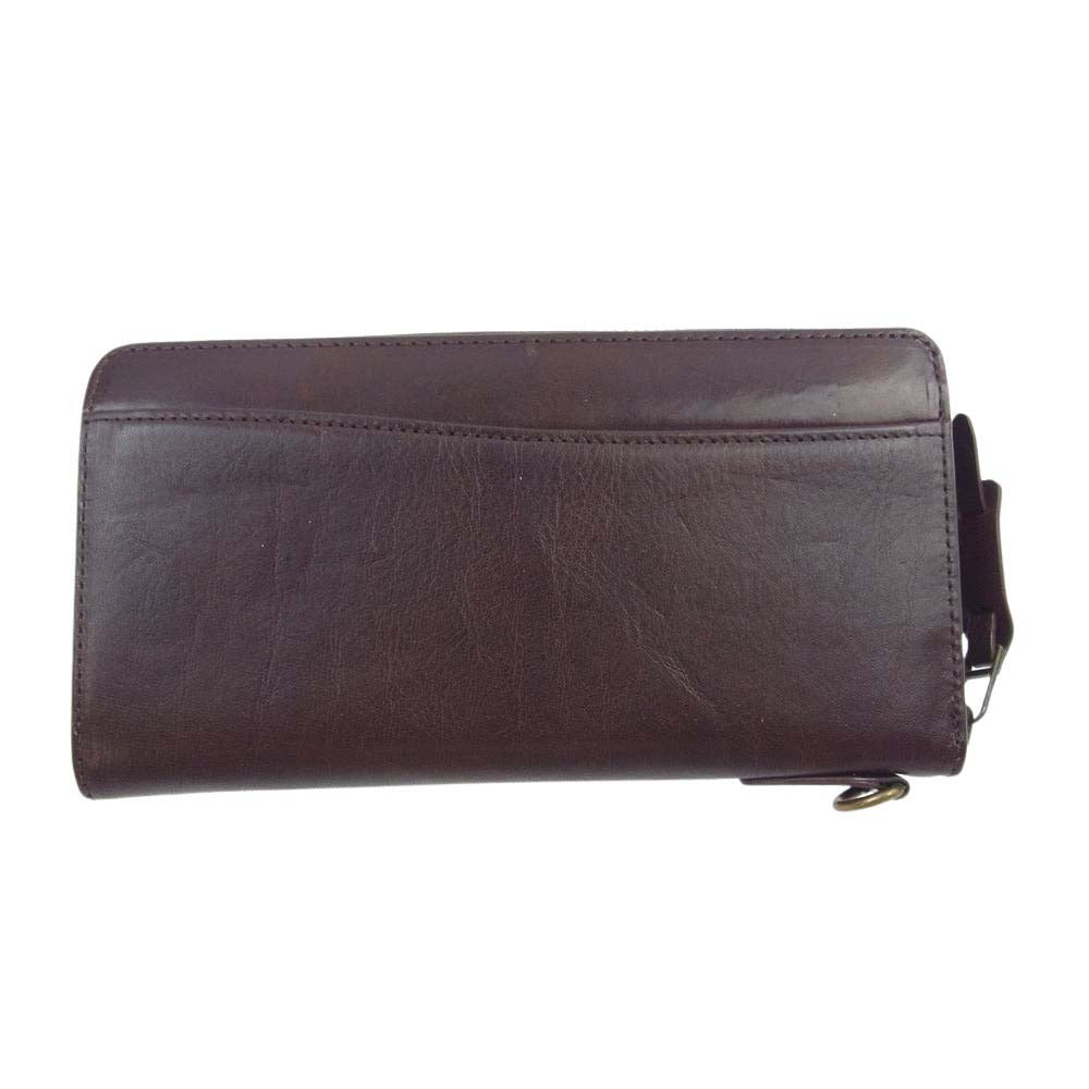 AVIREX アヴィレックス ラウンドジップ レザー ウォレット 長財布 ブラウン系【中古】