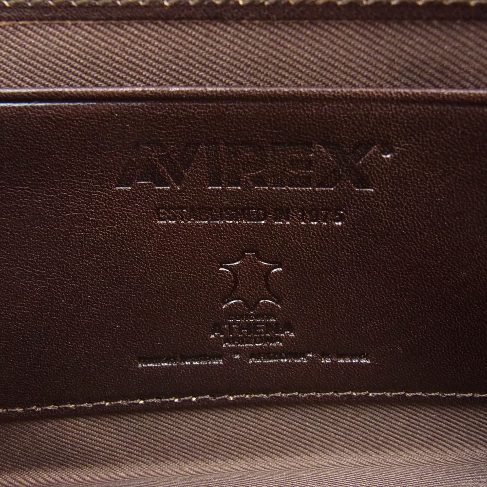 AVIREX アヴィレックス ラウンドジップ レザー ウォレット 長財布 ブラウン系【中古】