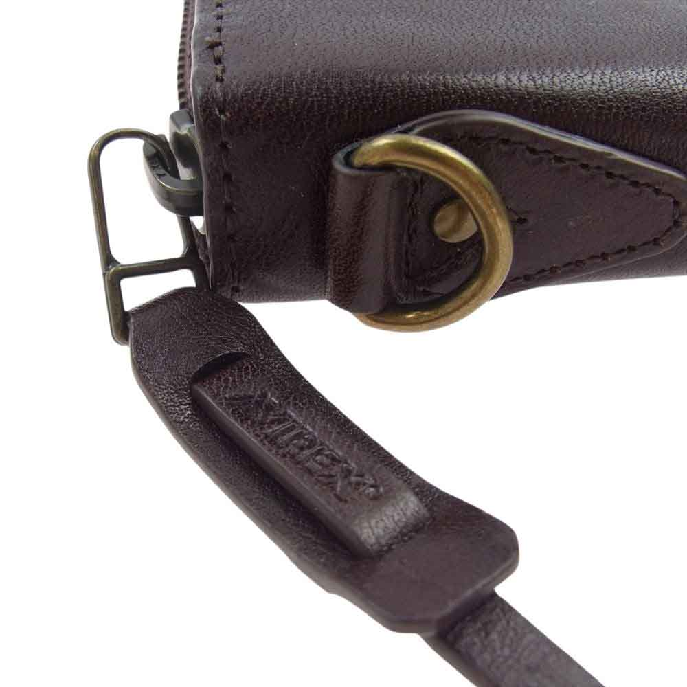 AVIREX アヴィレックス ラウンドジップ レザー ウォレット 長財布 ブラウン系【中古】