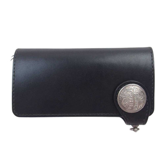 SAMURAI CRAFT サムライクラフト レザー コンチョ ロングウォレット 二つ折り 長財布 ブラック系【中古】