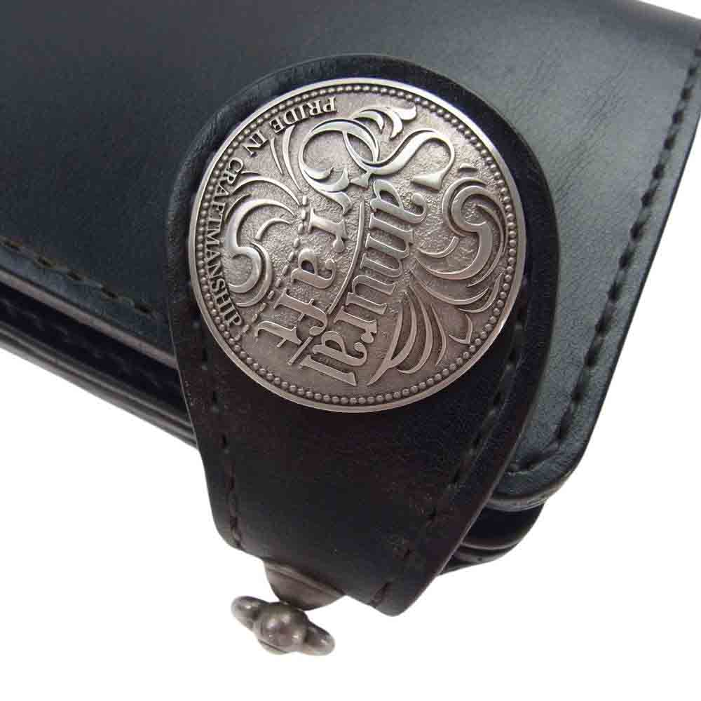 SAMURAI CRAFT サムライクラフト レザー コンチョ ロングウォレット 二つ折り 長財布 ブラック系【中古】