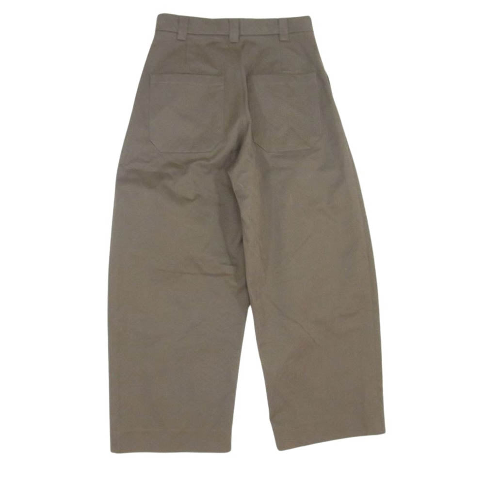スタジオニコルソン SNM-351 SORTE PEACHED COTTON TWILL VOLUME PLEAT PANTS 1タック ワイド ボリューム プリーツ パンツ アーミーグリーン カーキ系 S【中古】
