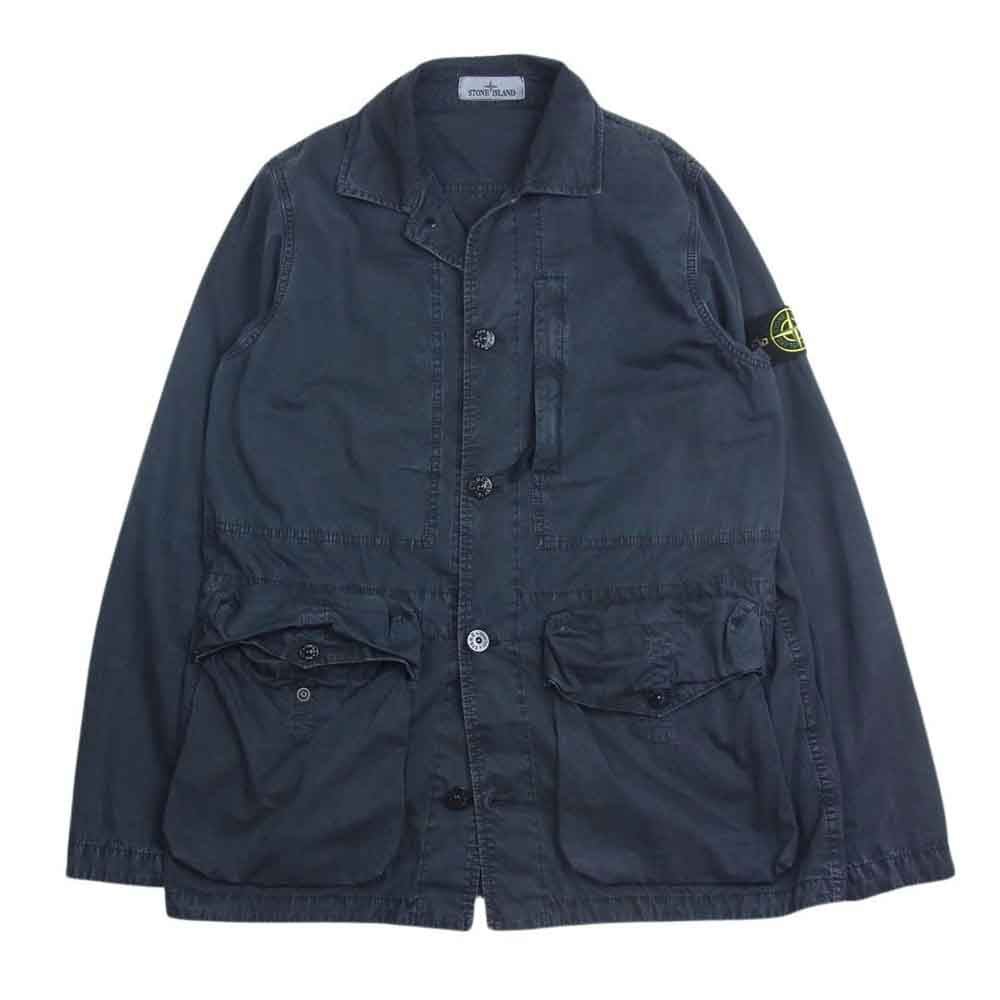 STONE ISLAND ストーンアイランド 7615439WN GARMENT DYED SHIRT JACKET ロゴワッペン付き ガーメントダイ 長袖 シャツ ジャケット ネイビー系 M【中古】