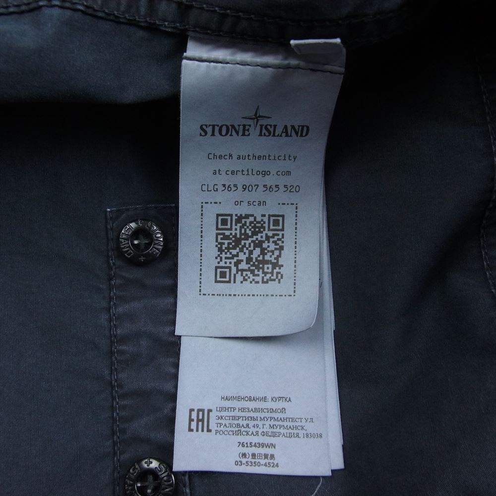 STONE ISLAND ストーンアイランド 7615439WN GARMENT DYED SHIRT JACKET ロゴワッペン付き ガーメントダイ 長袖 シャツ ジャケット ネイビー系 M【中古】