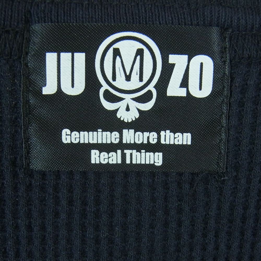 ジュウゾウ 十三 袖プリント サーマル 長袖 カットソー Tシャツ コットン 日本製 ダークネイビー系 M【中古】