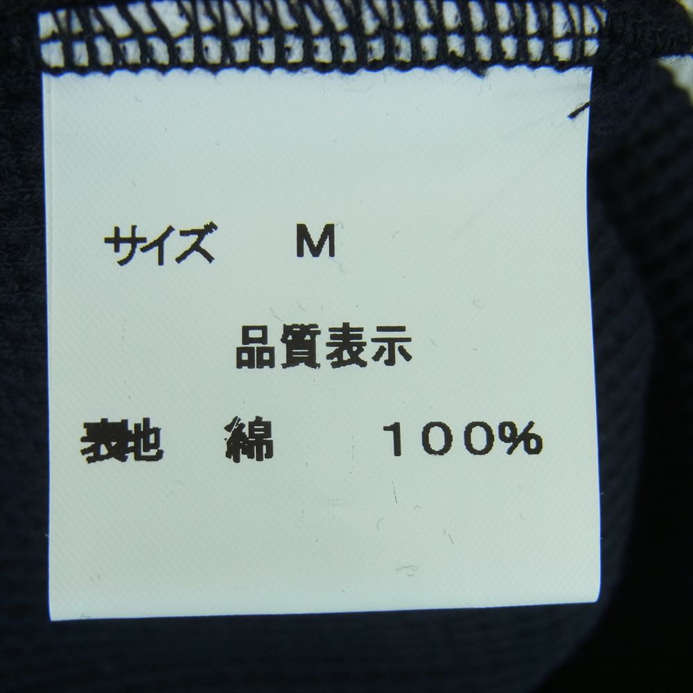 ジュウゾウ 十三 袖プリント サーマル 長袖 カットソー Tシャツ コットン 日本製 ダークネイビー系 M【中古】