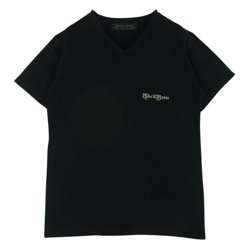 BACK BONE THE BASIS バックボーンザベイシス BB12SS-C47 Vネック ロゴ バックプリント 半袖 Tシャツ ブラック系 M【中古】