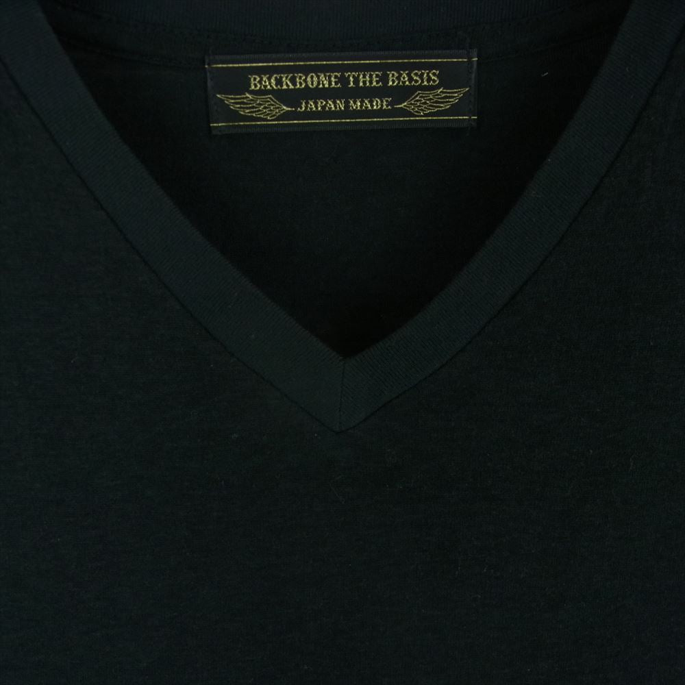 BACK BONE THE BASIS バックボーンザベイシス BB12SS-C47 Vネック ロゴ バックプリント 半袖 Tシャツ ブラック系 M【中古】