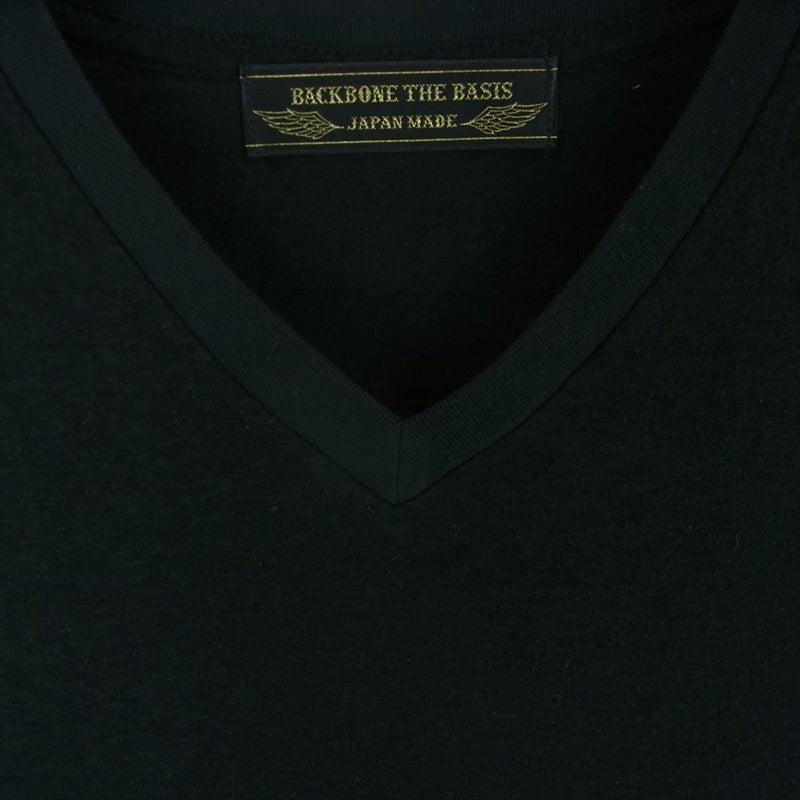 BACK BONE THE BASIS バックボーンザベイシス BB12SS-C47 Vネック ロゴ バックプリント 半袖 Tシャツ ブラック系 M【中古】
