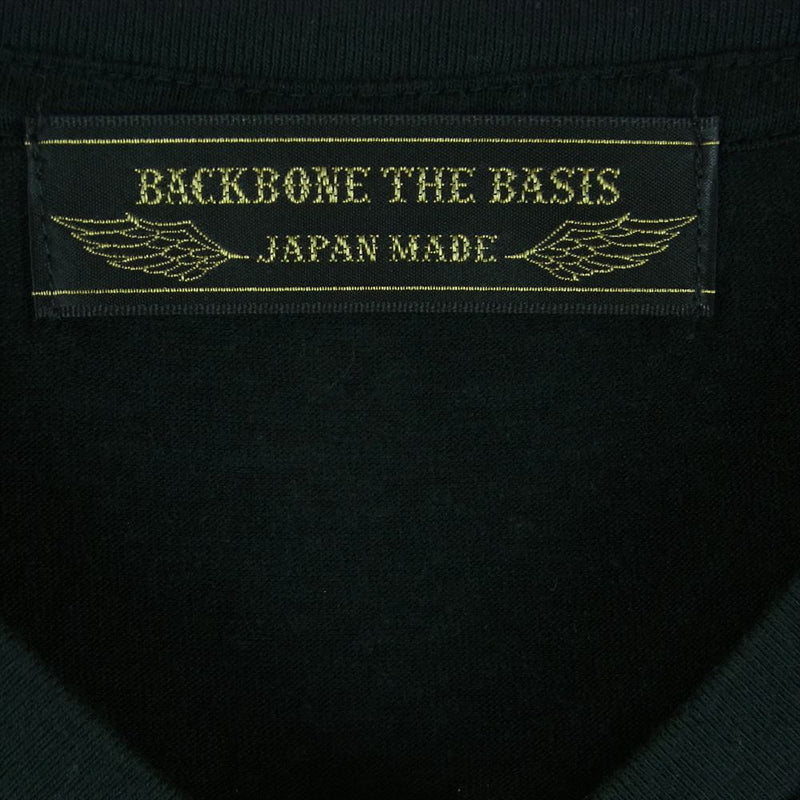 BACK BONE THE BASIS バックボーンザベイシス BB12SS-C47 Vネック ロゴ バックプリント 半袖 Tシャツ ブラック系 M【中古】