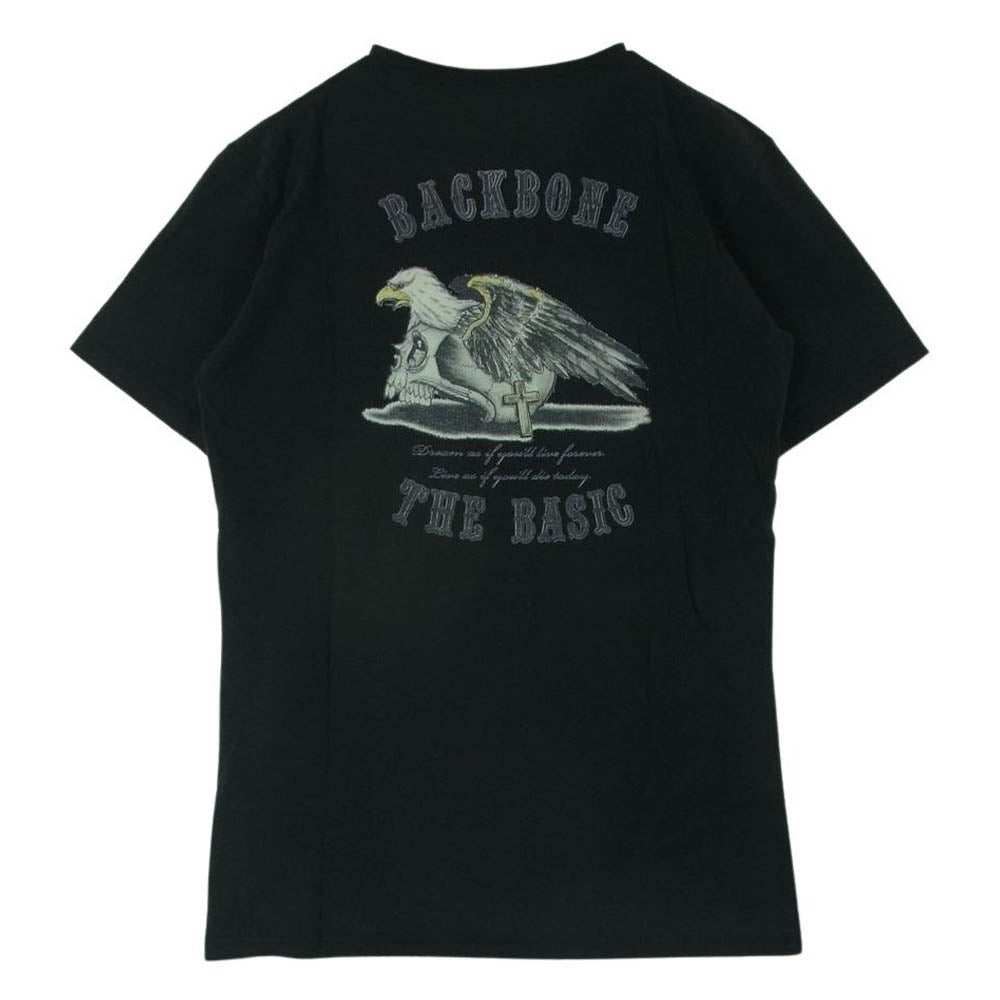 BACK BONE THE BASIS バックボーンザベイシス BB11S-C40 ロゴ バックプリント 半袖 Tシャツ 日本製 ブラック系 M【中古】