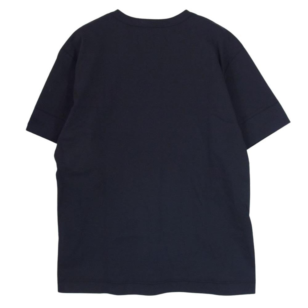 1piu1uguale3 ウノピュウノウグァーレトレ RELAX リラックス コットン コンチョボタン ノーカラー シャツ ネイビー系 XL【極上美品】【中古】