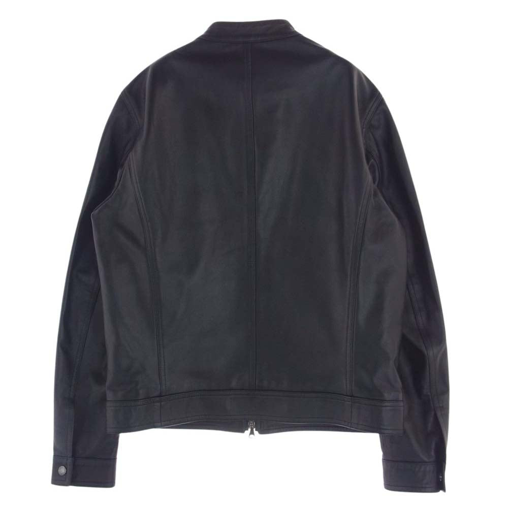 EMMETI 8044-62 イタリア製 JURI LUX 2 ラムナッパ レザー 裏地 カシミヤ カシミア ウール シングル ライダース ジャケット ブラック系 50【新古品】【未使用】【中古】