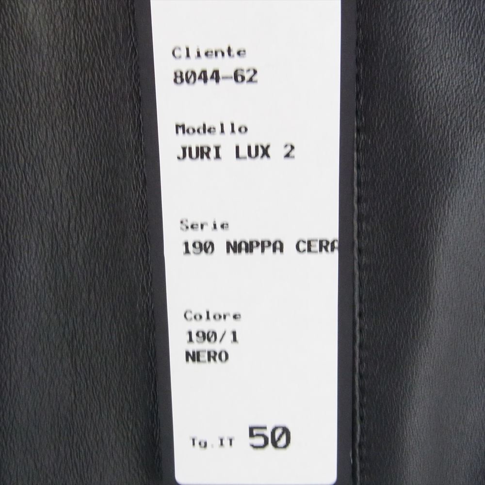 EMMETI 8044-62 イタリア製 JURI LUX 2 ラムナッパ レザー 裏地 カシミヤ カシミア ウール シングル ライダース ジャケット ブラック系 50【新古品】【未使用】【中古】