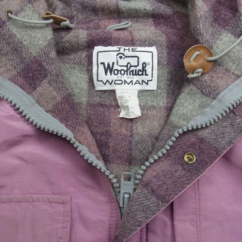 WOOLRICH ウールリッチ 70s~80s 裏地ウール チェック ナイロン マウンテン パーカ ジャケット ピンク系 M【中古】