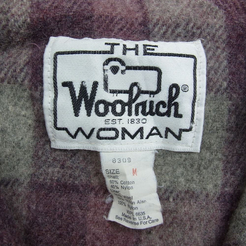 WOOLRICH ウールリッチ 70s~80s 裏地ウール チェック ナイロン マウンテン パーカ ジャケット ピンク系 M【中古】