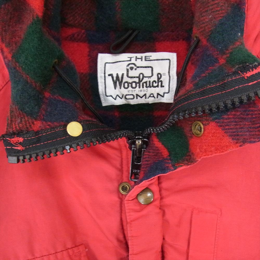 WOOLRICH ウールリッチ 70s~80s 裏地ウール チェック ナイロン マウンテン パーカ ジャケット レッド レッド系 サイズ表記無【中古】