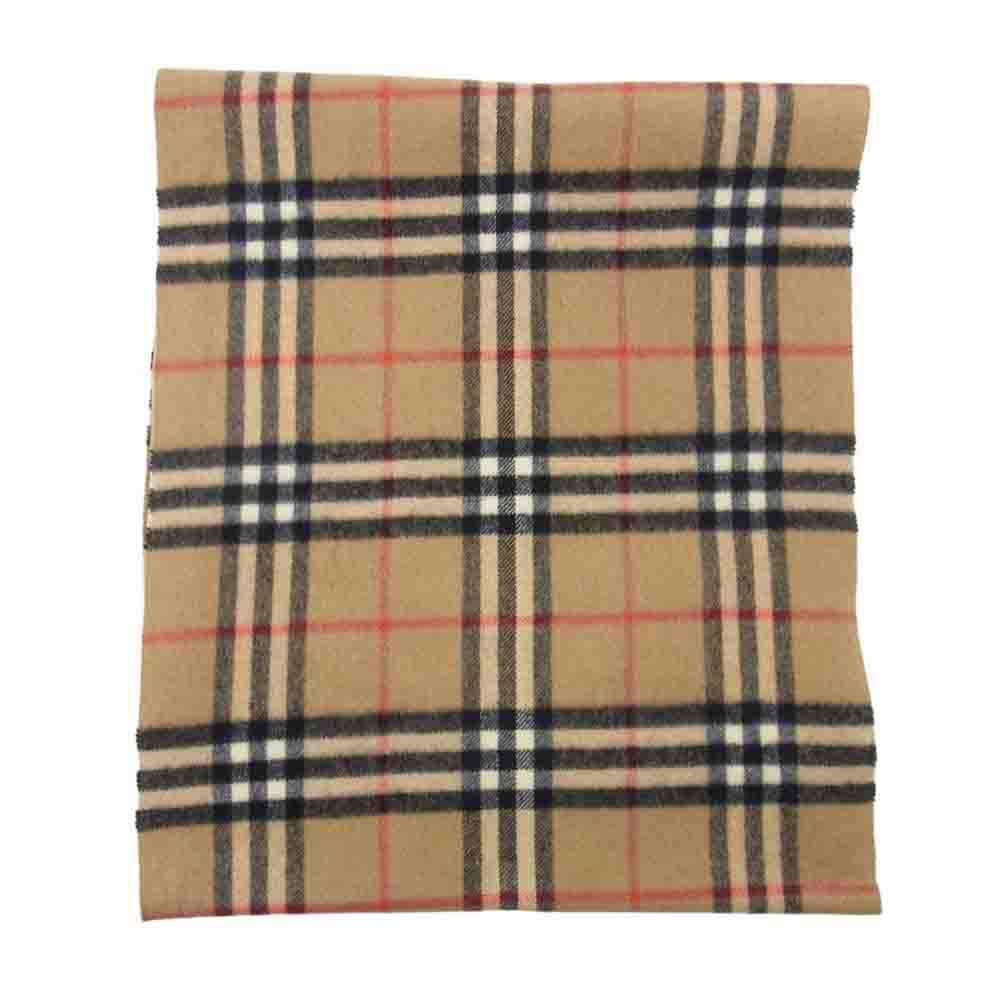 BURBERRY バーバリー ウール ノバチェック フリンジ マフラー ストール ベージュ系【中古】