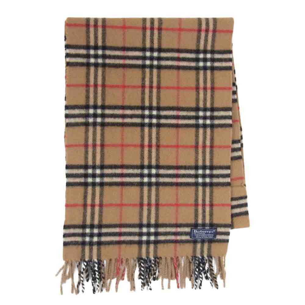 BURBERRY バーバリー ウール ノバチェック フリンジ マフラー ストール ベージュ系【中古】