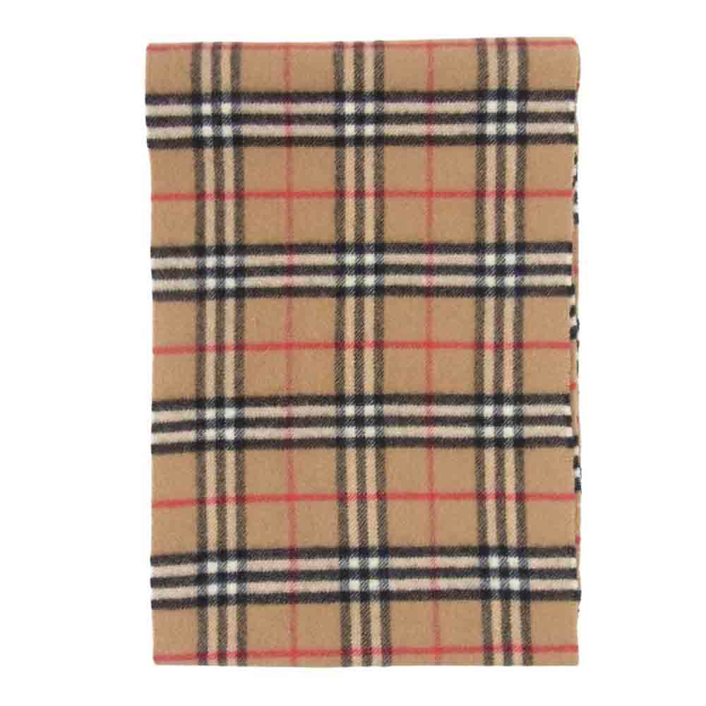BURBERRY バーバリー ウール ノバチェック フリンジ マフラー ストール ベージュ系【中古】