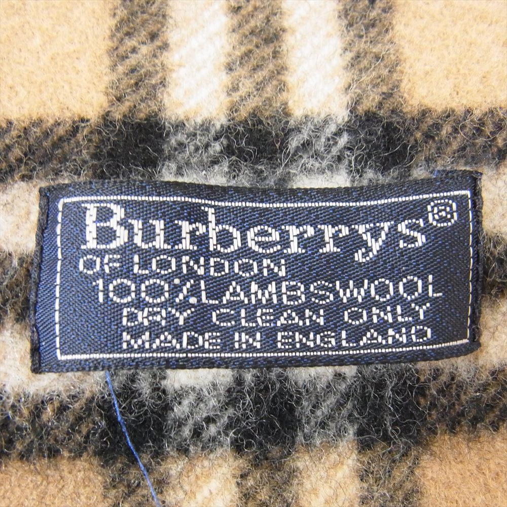 BURBERRY バーバリー ウール ノバチェック フリンジ マフラー ストール ベージュ系【中古】