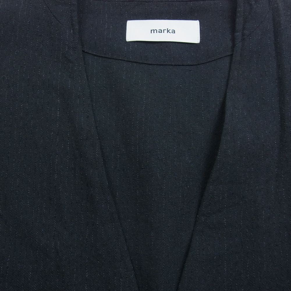 marka マーカ 22AW M22C-02JK01C FIELDMAN JACKET WOOL SILK STRIPE フィールドマン ウールシルク ネップ ストライプ ノーカラージャケット グレー系 2【中古】