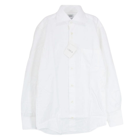 フェアファックス コットン シャドーストライプ CW カッタウェイ ドレス 長袖 シャツ ホワイト系 37【極上美品】【中古】