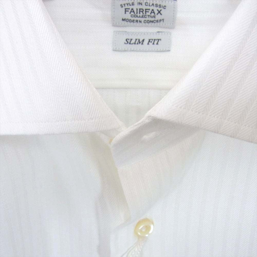 フェアファックス コットン シャドーストライプ CW カッタウェイ ドレス 長袖 シャツ ホワイト系 37【極上美品】【中古】