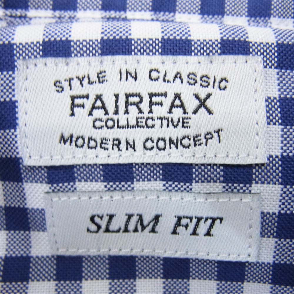 フェアファックス コットン ギンガムチェック CW カッタウェイ ドレス 長袖 シャツ ブルー系 38【極上美品】【中古】
