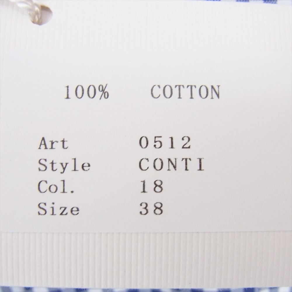 フェアファックス コットン ギンガムチェック CW カッタウェイ ドレス 長袖 シャツ ブルー系 38【極上美品】【中古】