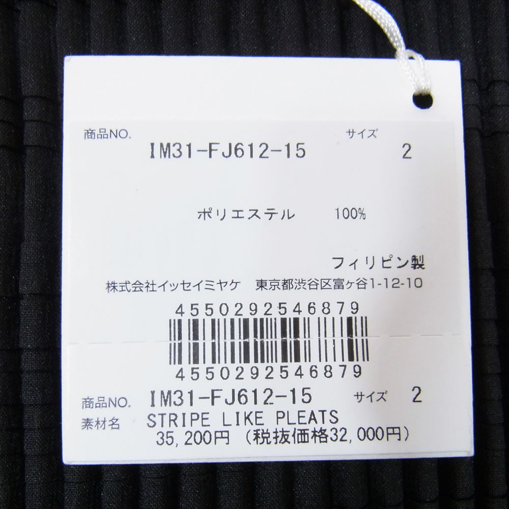 ISSEY MIYAKE イッセイミヤケ 23SS IM31FJ61215 STRIPE LIKE PLEATS ストライプ プリーツ Tシャツ カットソー トップス ブラック系 2【新古品】【未使用】【中古】