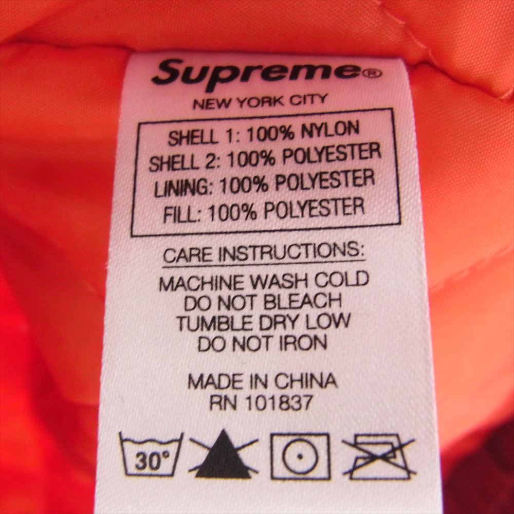 Supreme シュプリーム  19AW  Sports Piping Puffy Jacket スポーツ パイピング パフィー 中綿 フード ジャケット レッド系 M【中古】